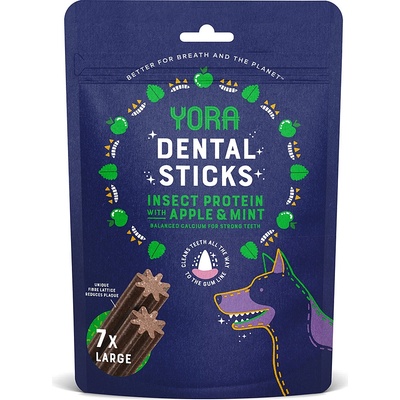 YORA dentálne tyčinky z hmyzu s jablkom a mätou Large 270 g