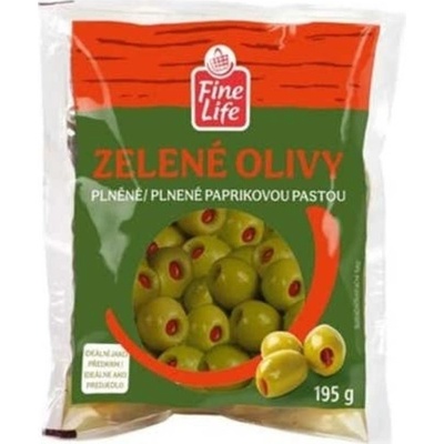 Fine Life Olivy zelené s paprikovou pastou 195 g