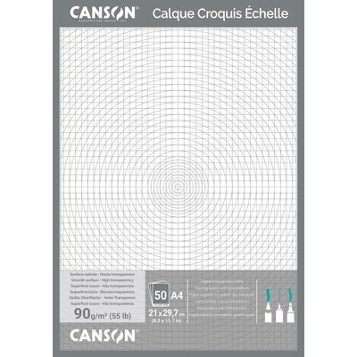 Canson Calque Satin Pauzovací papier s pomocnou mriežkou A4, 90g, 50 listov