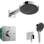 Hansgrohe - Душ комплект с термостат за вграждане, с корпус, диаметър 25 см, 3 струи, хром SANI21HHH007 (SANI21HHH007)