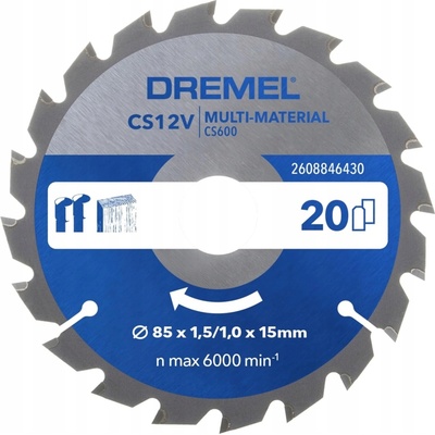 PILOVÝ KOTOUČ S WIDIOVÝMI ZUBY CS600 85x15mm 20 zubů pro pilu CS12V-S1C DREMEL