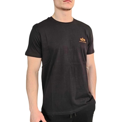 Alpha Industries Basic T Small logo black /Neon orange