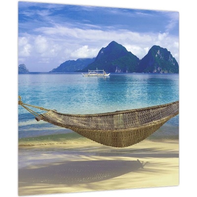 Obraz houpací sítě na pláži 2, jednodílný 40x40 cm – Zbozi.Blesk.cz