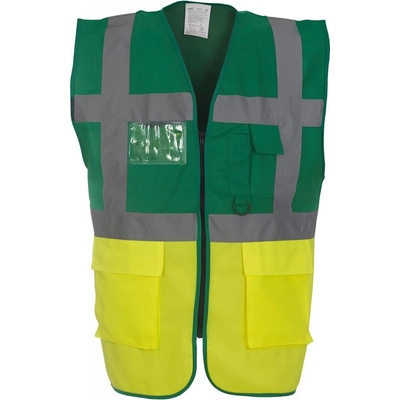 Yoko HI-VIS HVW801 Multifunkční vesta paramedic green/HV yellow