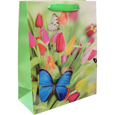 Dárková taška Tulipany s Motýli 25x32x11cm