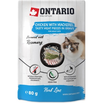 Ontario Cat Herb kousky kuřecího masa s makrelou a rýží 80 g