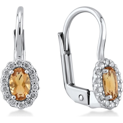 Lillian Vassago Patentové náušnice s citríny a diamanty bílé zlato LLV11-SMEG5730-02-CIT