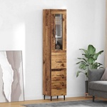 vidaXL Висок шкаф Старо дърво 34, 5 x 34 x 180 см Инженерна дървесина (3415788)
