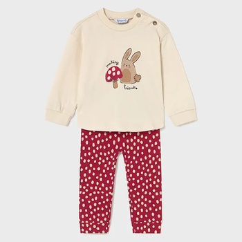 Mayoral Комплект клин oversize в червен цвят и бежова блуза зайче за бебе момиче Mayoral