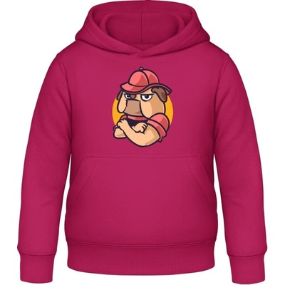 AWDis detská mikina s Kapucňu Dizajn pes a deti bojovník Zvodná ružová