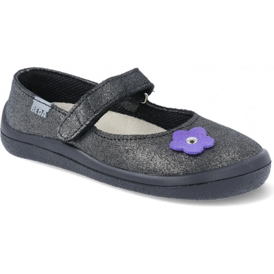Beda barefoot baleríny Dark Violette černé třpytivé