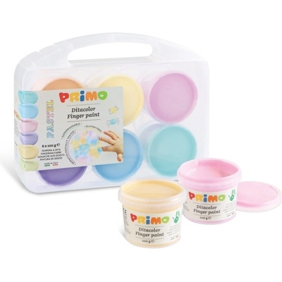 Primo Pastel Prstové barvy sada 6 x 100g, kelímky PP box