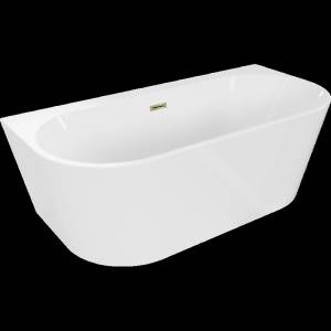 Mexen Oval+ самостоятелна стояща вана до стената 170 x 80 cm, бяла, златен (52681708000-50)
