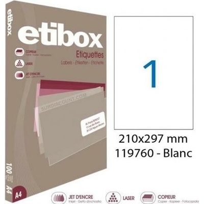 Etikety univerzálne 210x297mm Etibox A4 100 hárkov