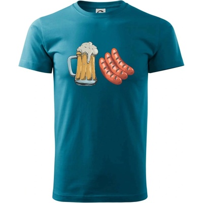 Pivo a klobása tričko tmavý tyrkys