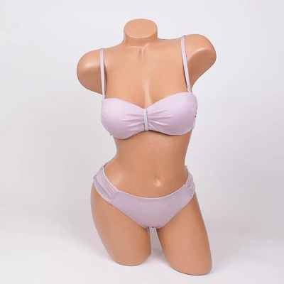 Нежен светлолилав бански със сребрист ефект - чашка a