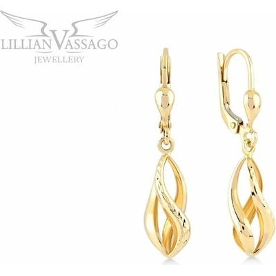 Lillian Vassago Zlaté visiace náušnice s gravírovaním LLV06-GER283