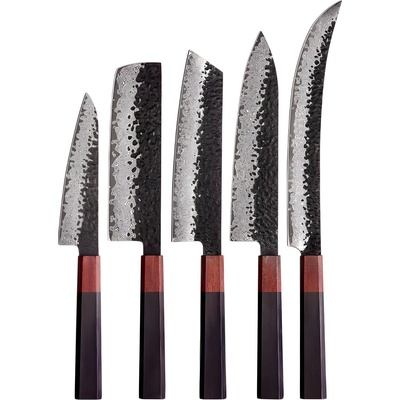 HARAHU Комплект кухненски ножове дамаск ao-37385 / Кафяв kp37385 (ao-37385)