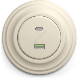 Reblig - Ретро USB контакт A+C с бежова рамка (RG0134K)