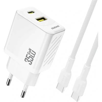 Dudao A27MAX мрежово зарядно устройство с USB+Type-C изход, 35 W, PD бързо зареждане + кабел Type-C, БЯЛО GP-190595 (GP-190595)