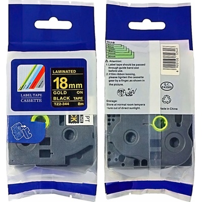 Label Brother TZ-344 - kompatibilná páska - 18mm, podklad: čierny/písmo: zlaté - laminovaná