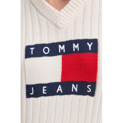 Tommy Hilfiger Пуловер Tommy Jeans дамски в бежово от лека материя DW0DW18528 (DW0DW18528)