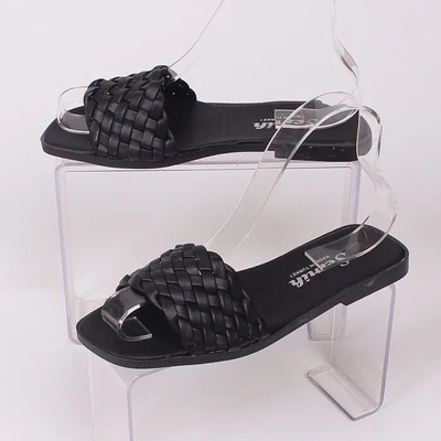 Черни дамски чехли от еко кожа