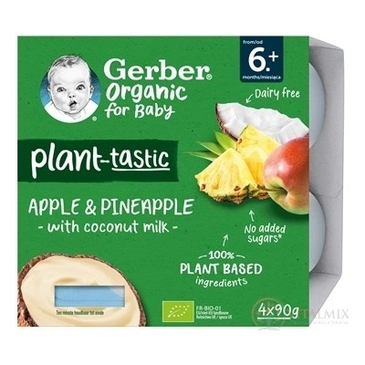 Gerber Organic Jablko ananas kokosové mléko 4 x 90 g – Zboží Dáma