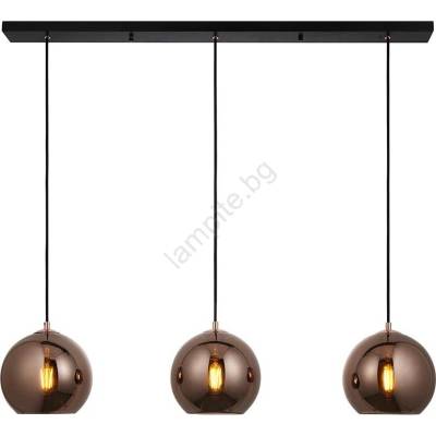 Endon Lighting 102929 - Пендел BOLI 3xE27/10W/230V черен/опушен кафяв (EN0139)