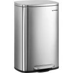 SONGMICS kitchen rubbish bin, 50 liters, waste bin, pedal bin, with lid, soft close, foot pedal, steel, inner bin, silver LTB050E01 (LTB050E01)