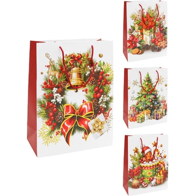 Dárková taška vánoční 99170 velikost S 18 x 8,5 x 24 cm (mix 4 vzorů)