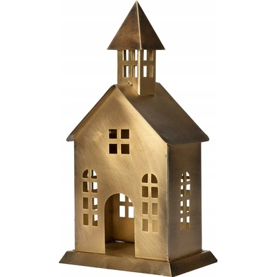 LAMPÁŠ KOSTOL domček KOVOVÝ ZLATÝ výška 31cm