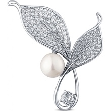 JwL Luxury Pearls perlová brož s krystaly Lístky 2v1 JL0818