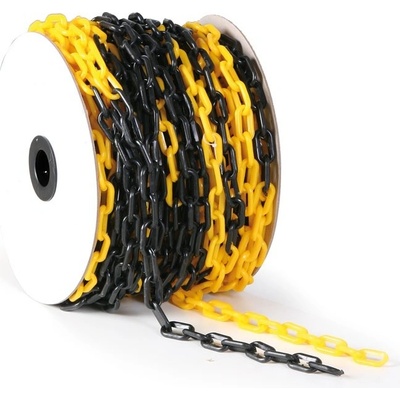 Plastová reťaz k zahradzovacím stĺpikom, dĺžka 50 m, čiernožltá