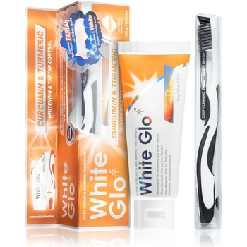 Image 1 of White Glo Whitening & Tartar Control избелваща паста с четка Curcumin and Turmeric 150 гр