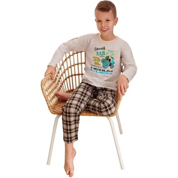 Chlapecké pyžamo Leo cross béžová