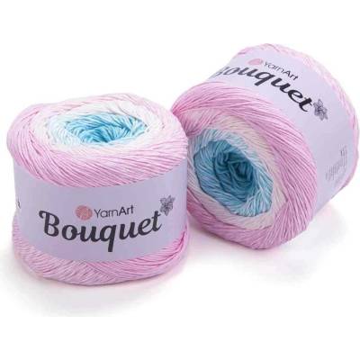 Yarn Art Bouquet 702 tyrkysová bílá růžová