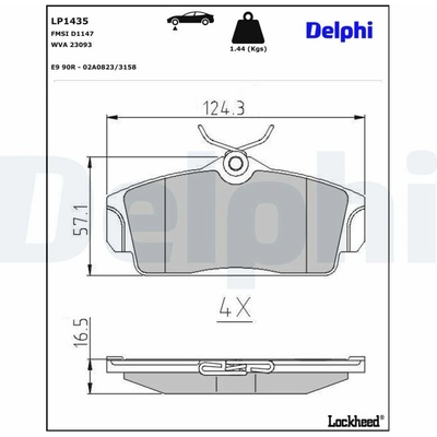 DELPHI Sada brzdových platničiek kotúčovej brzdy LP1435