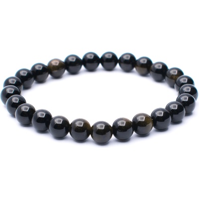 Milujeme Kameny Obsidián zlatý náramek pánský kulička NPKT162