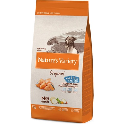 Nature's Variety 2x7кг Adult Original No Grain Mini Nature's Variety, суха храна за кучета - със сьомга