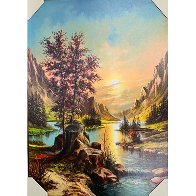 Bondecor Obraz "Řeka v údolí" - tisk na papír na MDF desku, 70 x 50cm