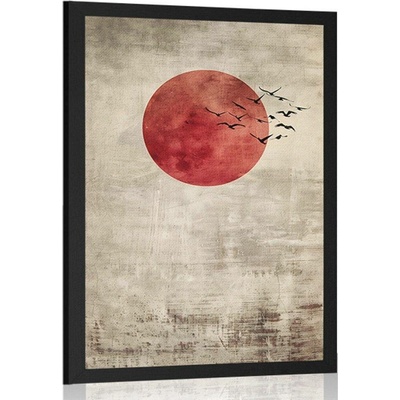 Plakát japandi červený měsíc - 60x90 no frame