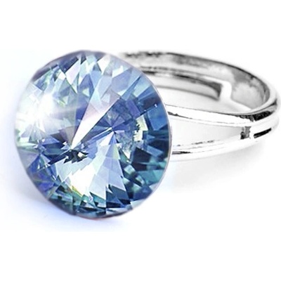 JSB prsten modrý Rivoli se Swarovski Elements Light Sapphire 8195