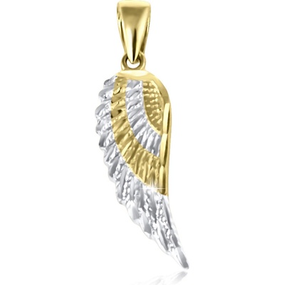 Gemmax Zlatý přívěsek Andělské křídlo žluto bílé zlato GUPCN 24201