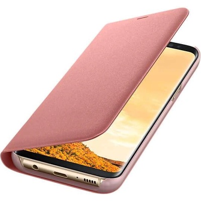Samsung Flip Case Leather LED EF-NG950PPEGWW - оригинален кожен калъф през който виждате информация от дисплея на Samsung Galaxy S8 (розов)