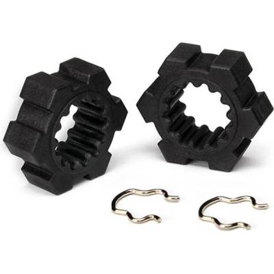 Traxxas Wheel hubs, hex (2)/ hex clips (2), TRX7756 (TRX7756)