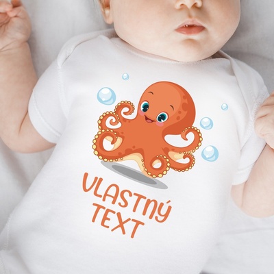 Detské body s potlačou Chobotnička Biela