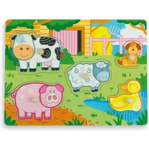 ANDREU Toys Дървен пъзел Andreu toys - Ферма, с подсказка (16464) - ozone