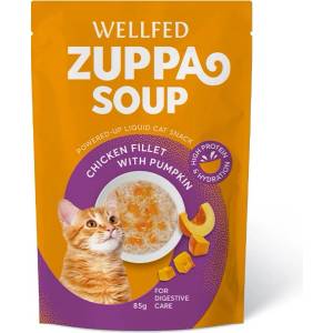 WELLFED Протеинова супа за котки с пилешко филе и тиква, 85 гр