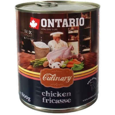 ONTARIO culinary chicken fricasse - деликатесна консерва за куче с пилешко фрикасе 800 гр, Чехия 214-22034